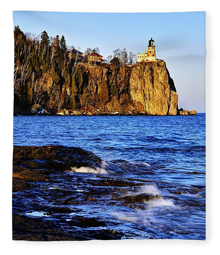 Photography Fleece Blanket featuring the photograph Split Rock Lighthouse by Larry Ricker
