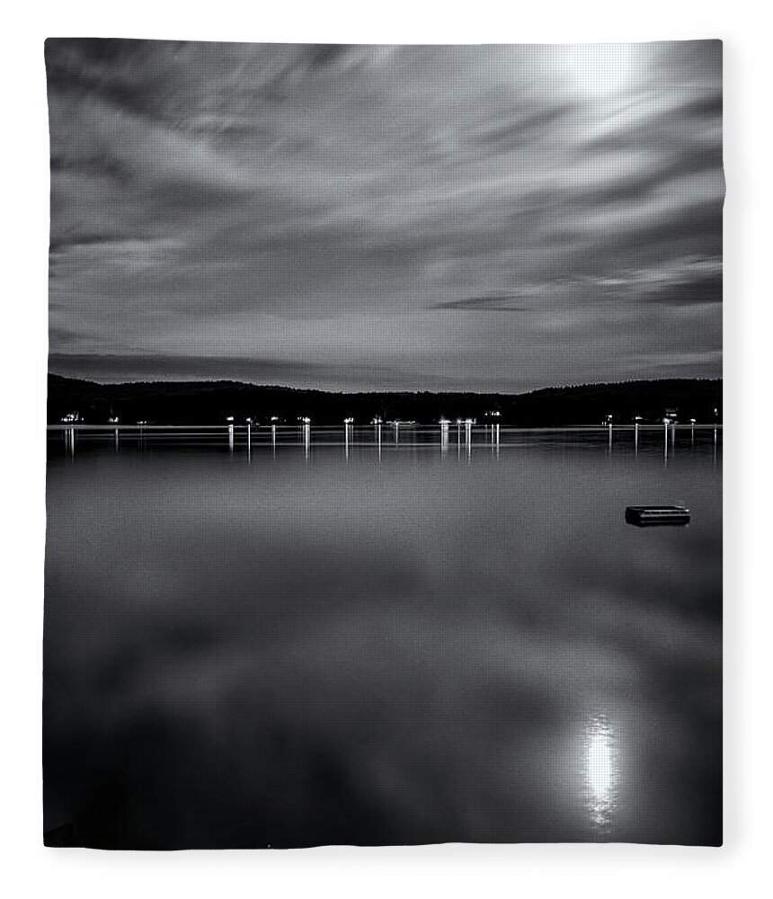 Spofford Lake New Hampshire Fleece Blanket featuring the photograph Spofford Lake Moon by Tom Singleton