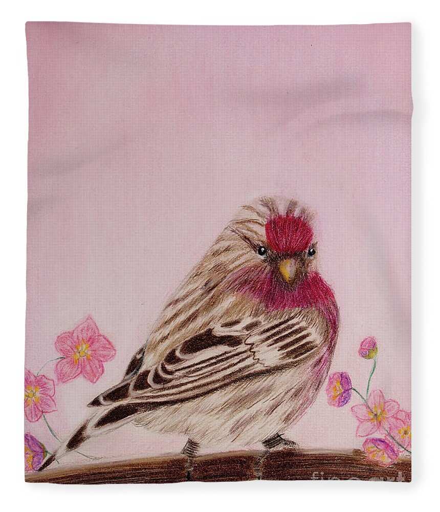 Art Fleece Blanket featuring the painting Springtime Visitor by Dorothy Lee