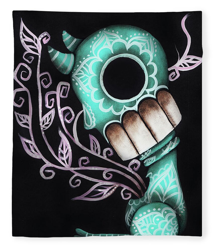 Day Of The Dead Fleece Blanket featuring the painting Sprout by Abril Andrade