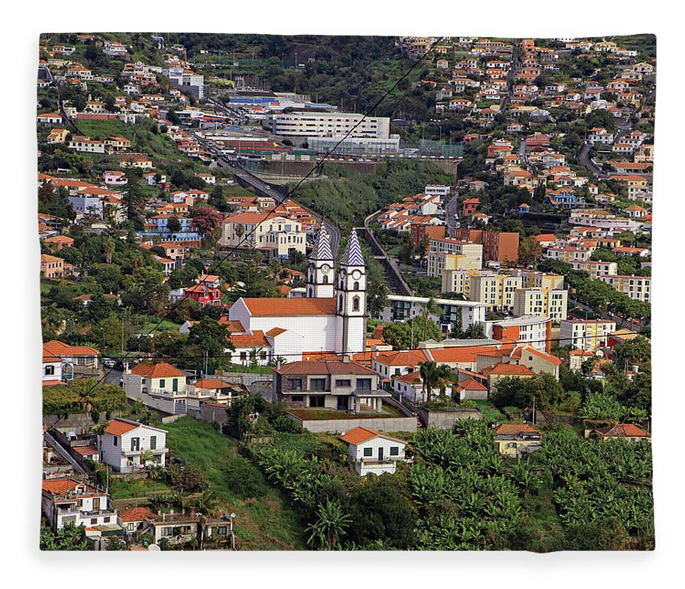 Funchal Fleece Blanket featuring the photograph St Anthony Church by Tony Murtagh