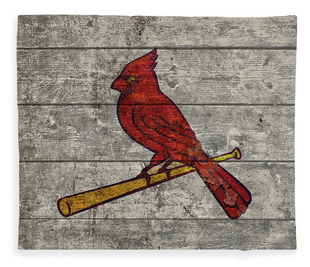 St Louis Cardinals Logo Vintage Barn Wood Paint Fleece Blanket by