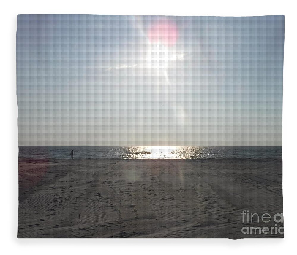 Sunset Over St. Petersburgh Beach Fleece Blanket featuring the photograph Sunset Over St. Petersburgh Beach by Barbra Telfer