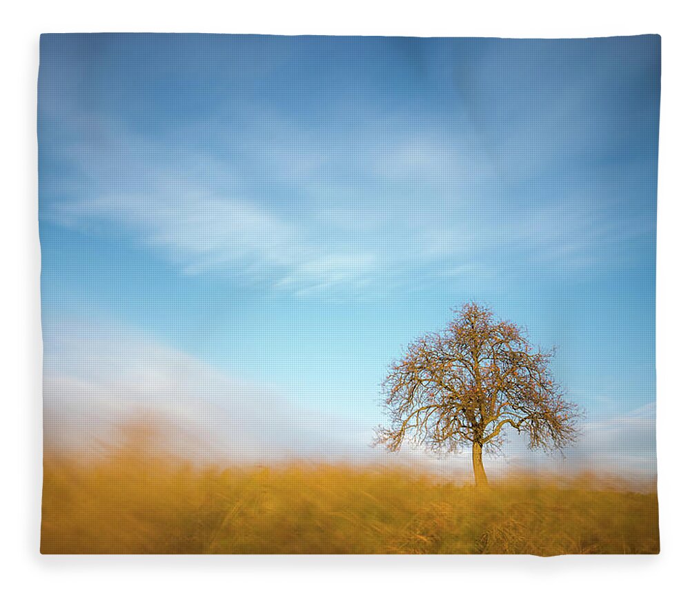 Landscape Fleece Blanket featuring the photograph Standing in the sea of gold by Davorin Mance