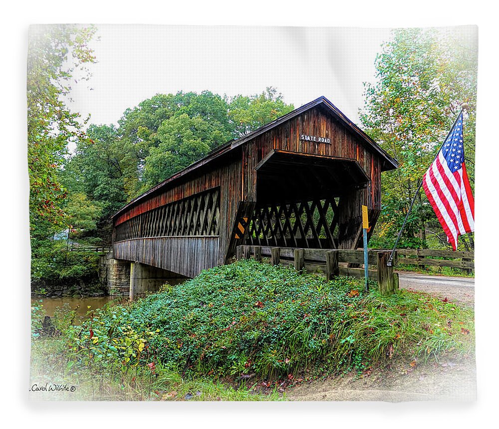 Landscape Fleece Blanket featuring the photograph State Road Covered Bridge by Lena Wilhite