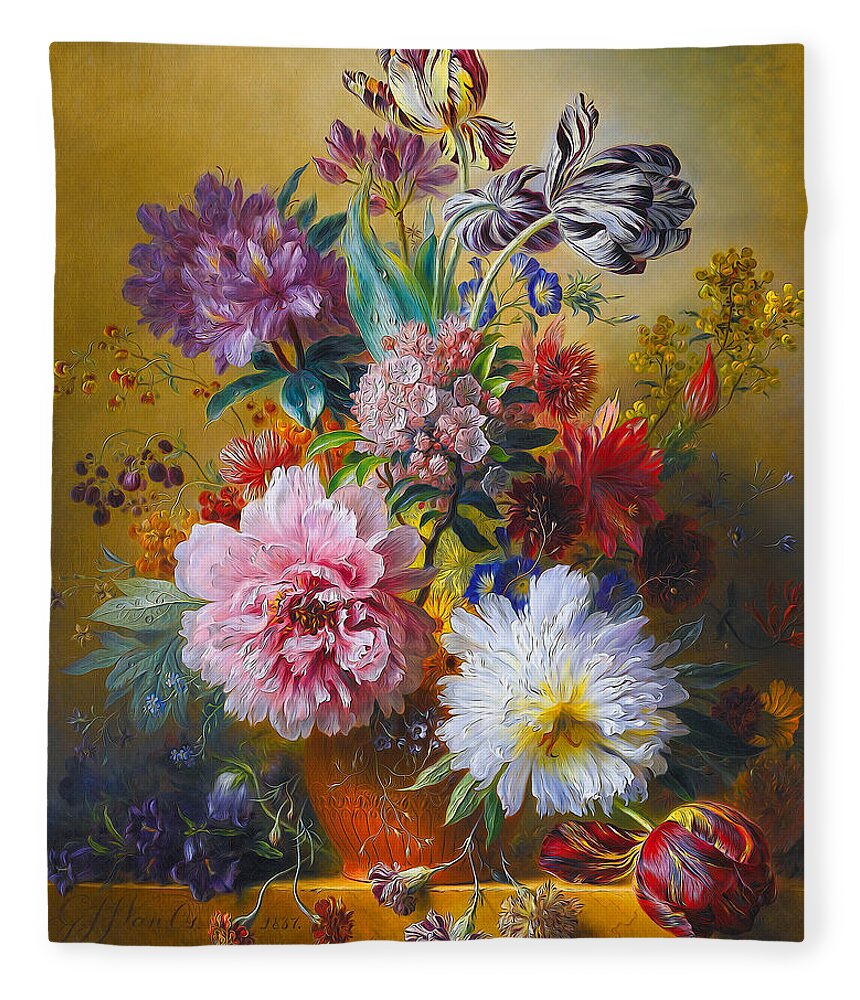 Paint Fleece Blanket featuring the painting Still life 10 by Georgius Jacobus Johannes van Os
