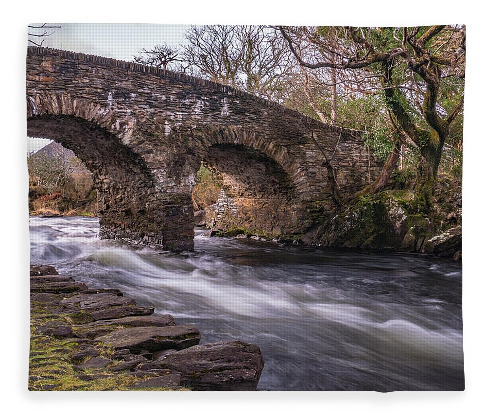 Bridge Fleece Blanket featuring the photograph Stone Bridge, Killarney Ireland by Arthur Oleary