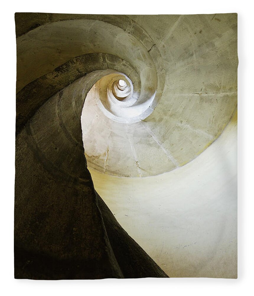 Mexico City Fleece Blanket featuring the photograph Stone Spiral Staircase by Pixelchrome Inc