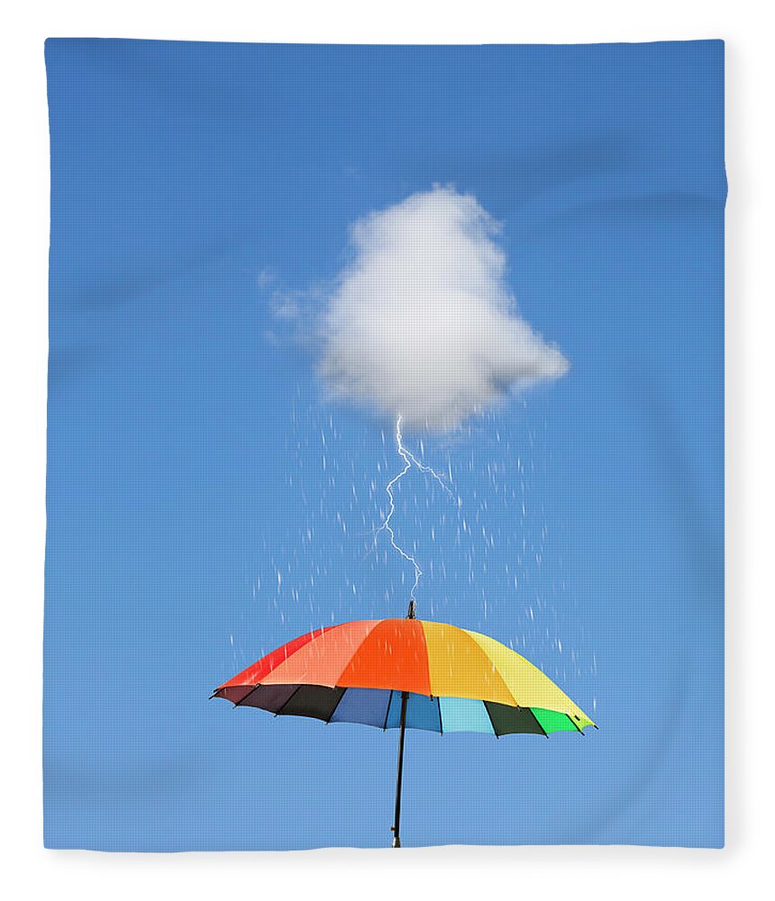 Mid-air Fleece Blanket featuring the photograph Storm Cloud With Lightning Striking An by Gary S Chapman