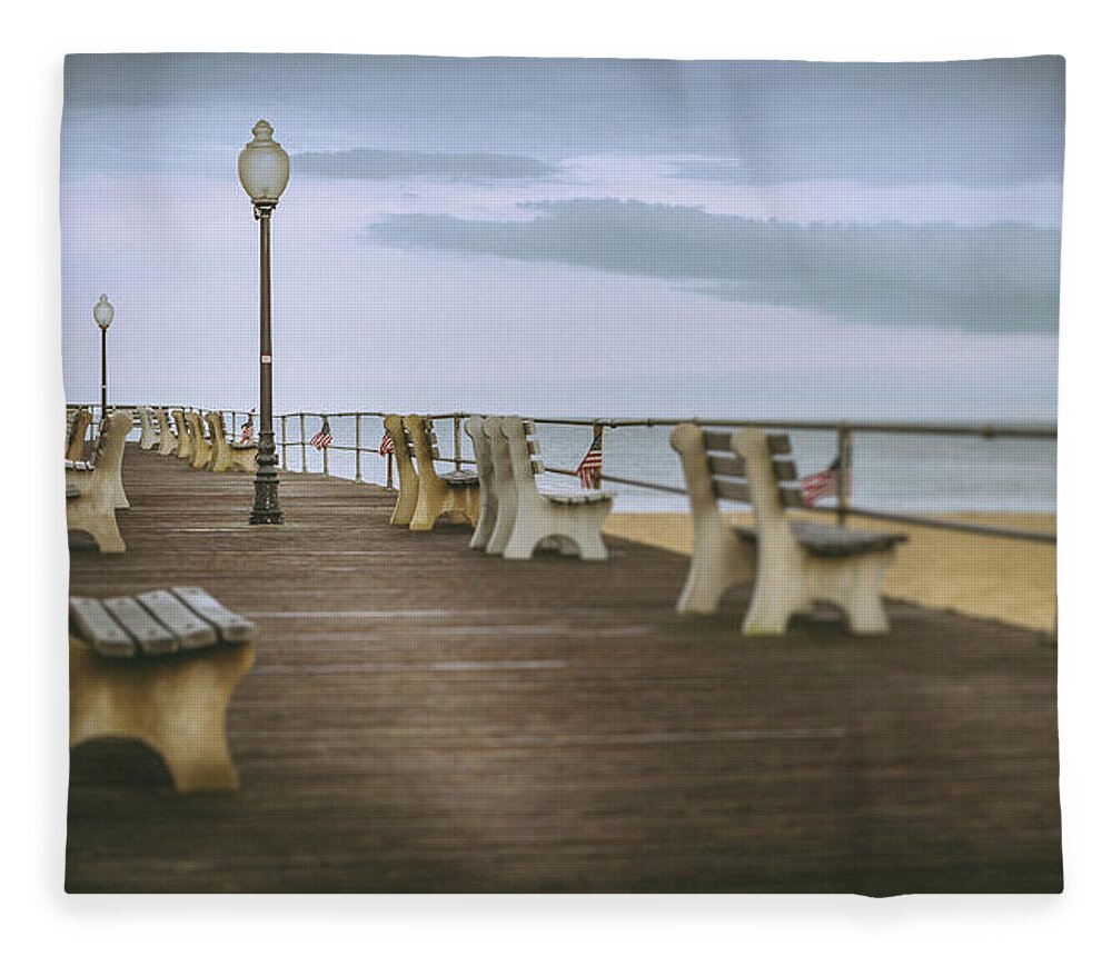 Office Decor Fleece Blanket featuring the photograph Stormy Boardwalk 2 by Steve Stanger