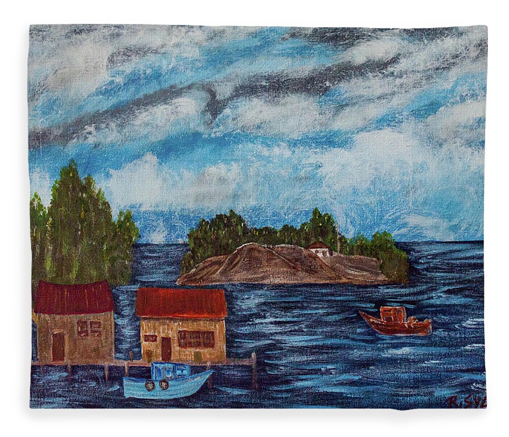 Stormy Fleece Blanket featuring the painting Stormy Day by Randy Sylvia
