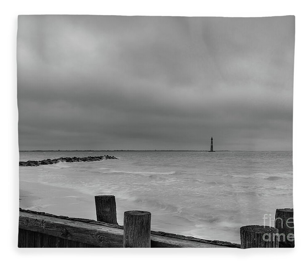 Morris Island Lighthouse Fleece Blanket featuring the photograph Stormy Seas - Morris Island Light in Charleston South Carolina by Dale Powell