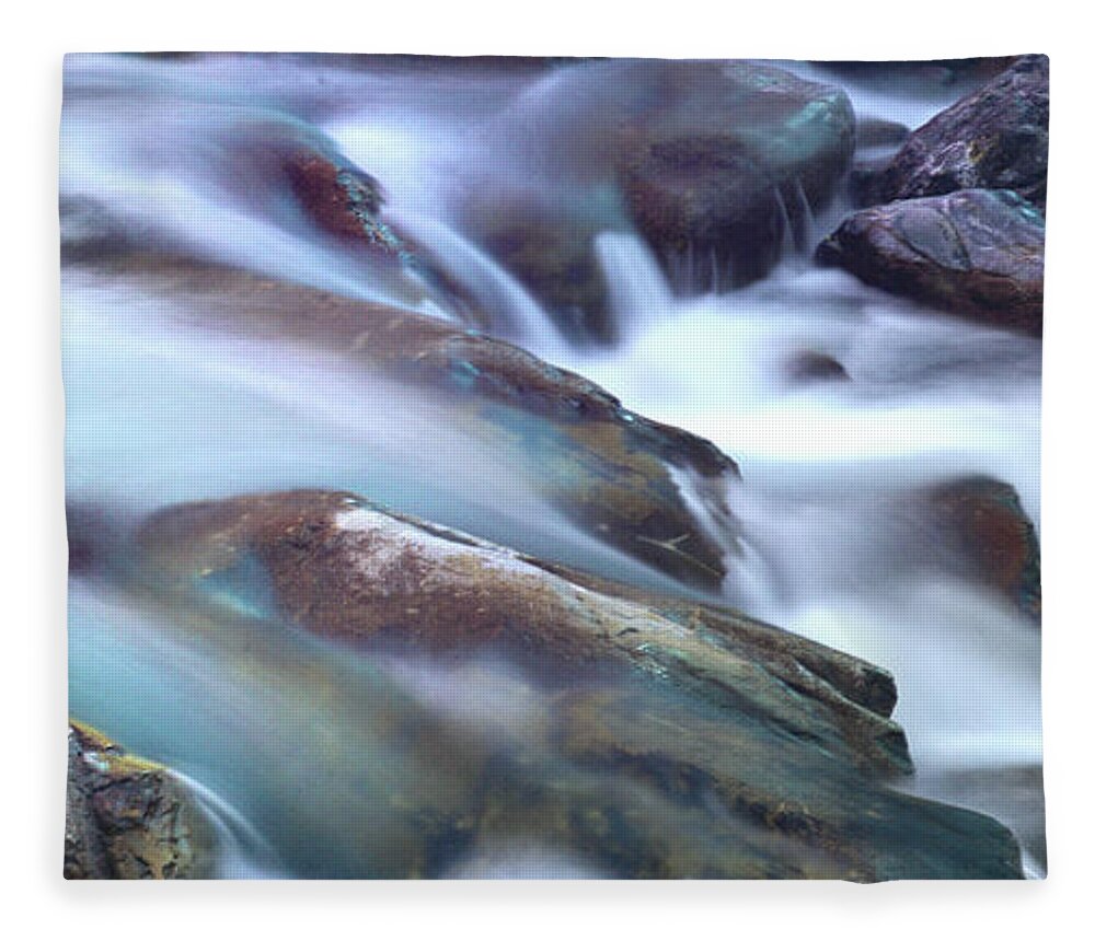 Scenics Fleece Blanket featuring the photograph Stream Among Rocks by Martial Colomb