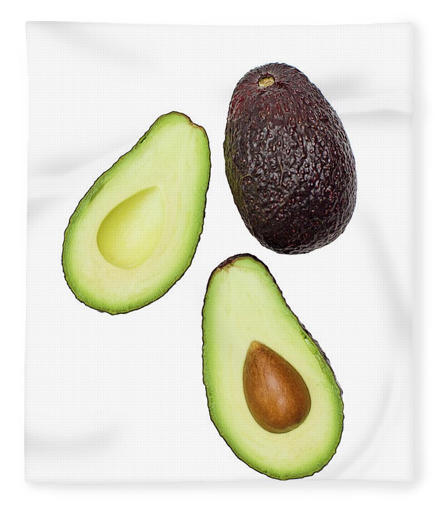 White Background Fleece Blanket featuring the photograph Studio Shot Of Avocado by Johner Images