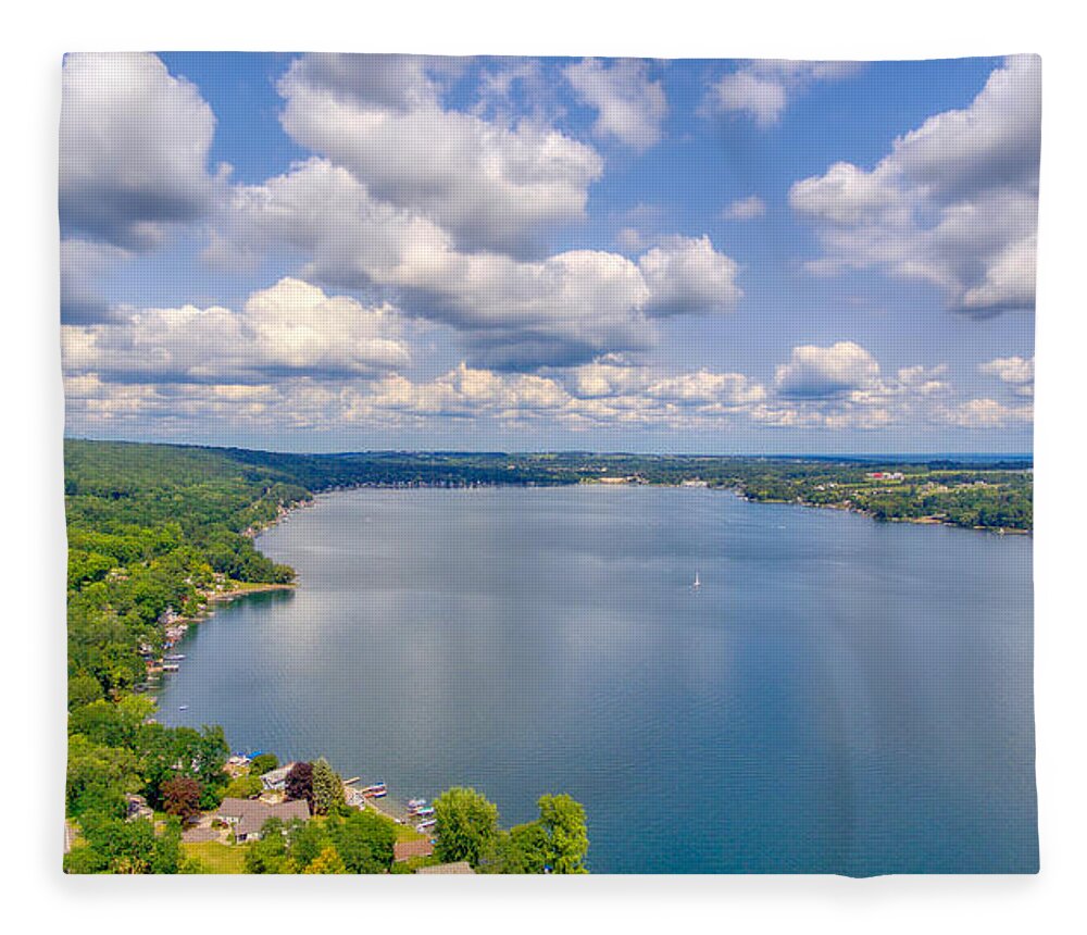 Finger Lakes Fleece Blanket featuring the photograph Summer Clouds On Keuka Lake by Anthony Giammarino