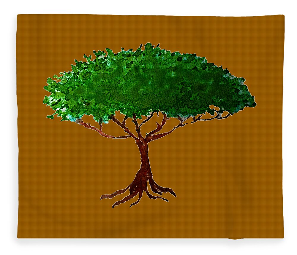 Summer Fleece Blanket featuring the painting Summer Tree Watercolor with Transparent Background by Delynn Addams