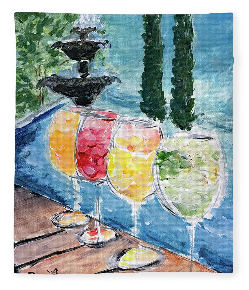 Wine Fleece Blanket featuring the painting Summer Wine by Roxy Rich