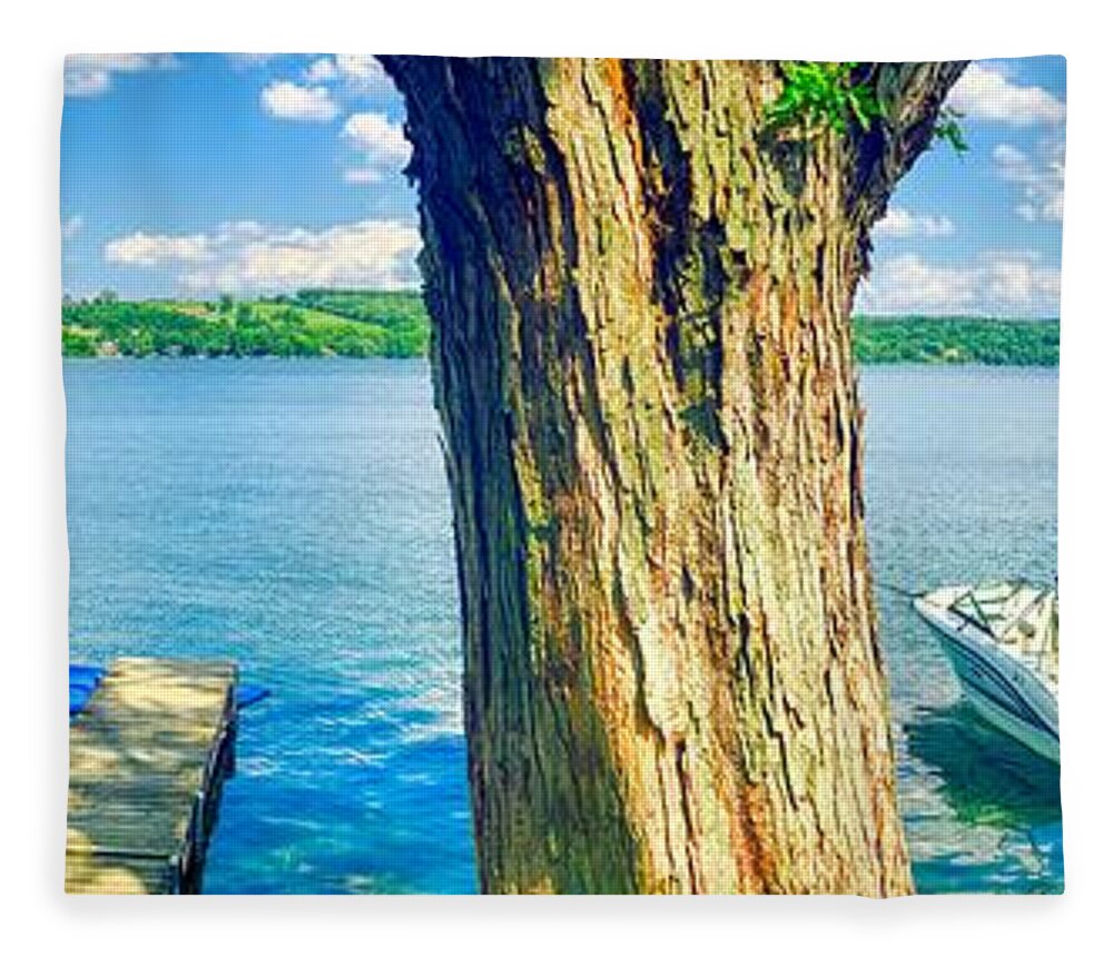 Finger Lakes Fleece Blanket featuring the photograph Summertime Lake Vibes Panorama by Anthony Giammarino