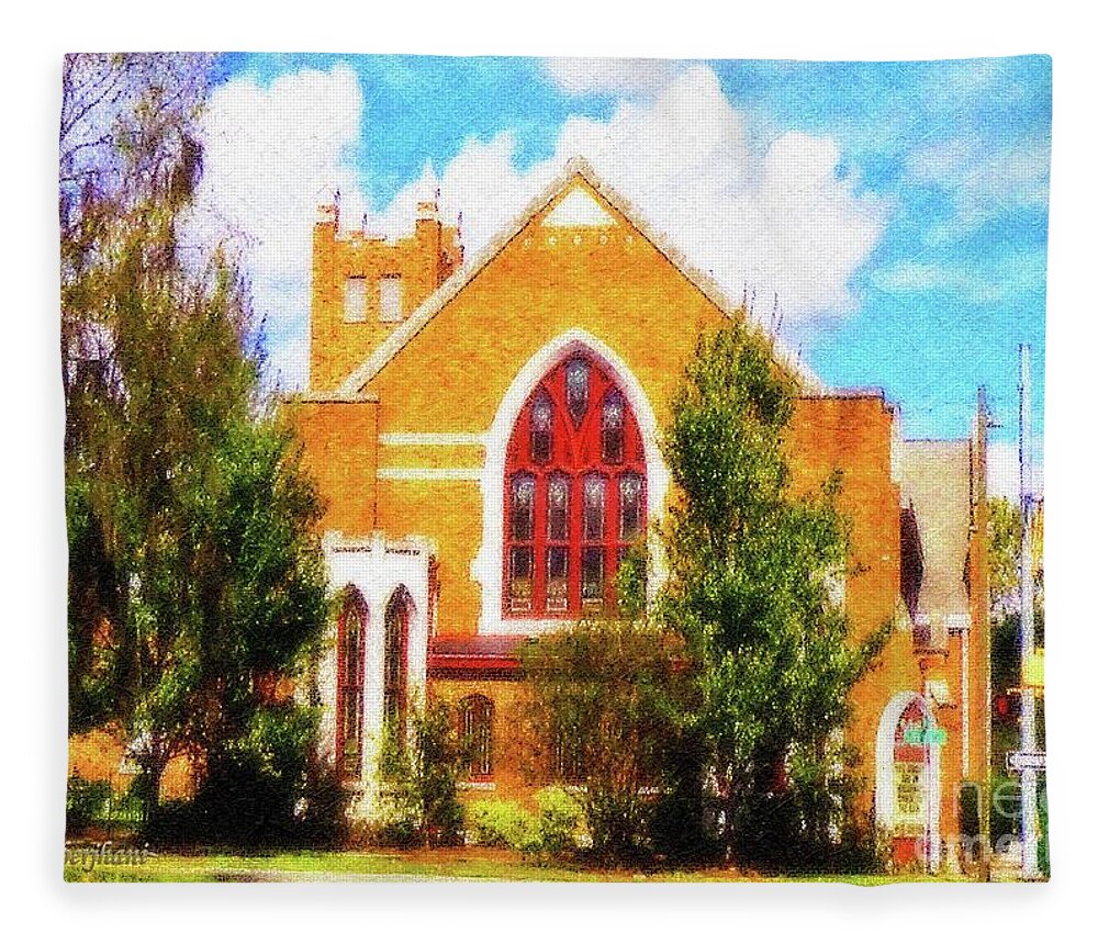 American Churches Fleece Blanket featuring the digital art Sunny Asbury Day by Aberjhani