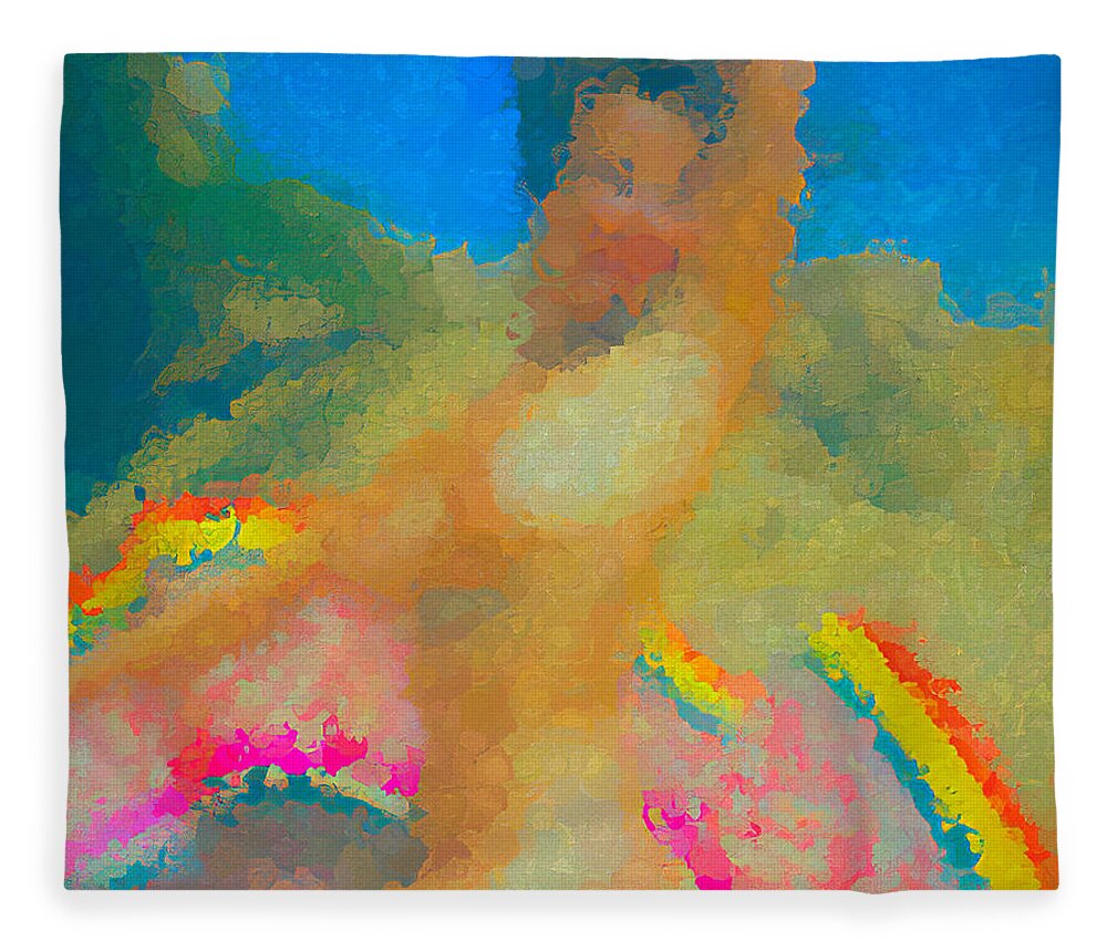Abstract Nude Fleece Blanket featuring the digital art Sunny Bright Abstract by Cathy Anderson