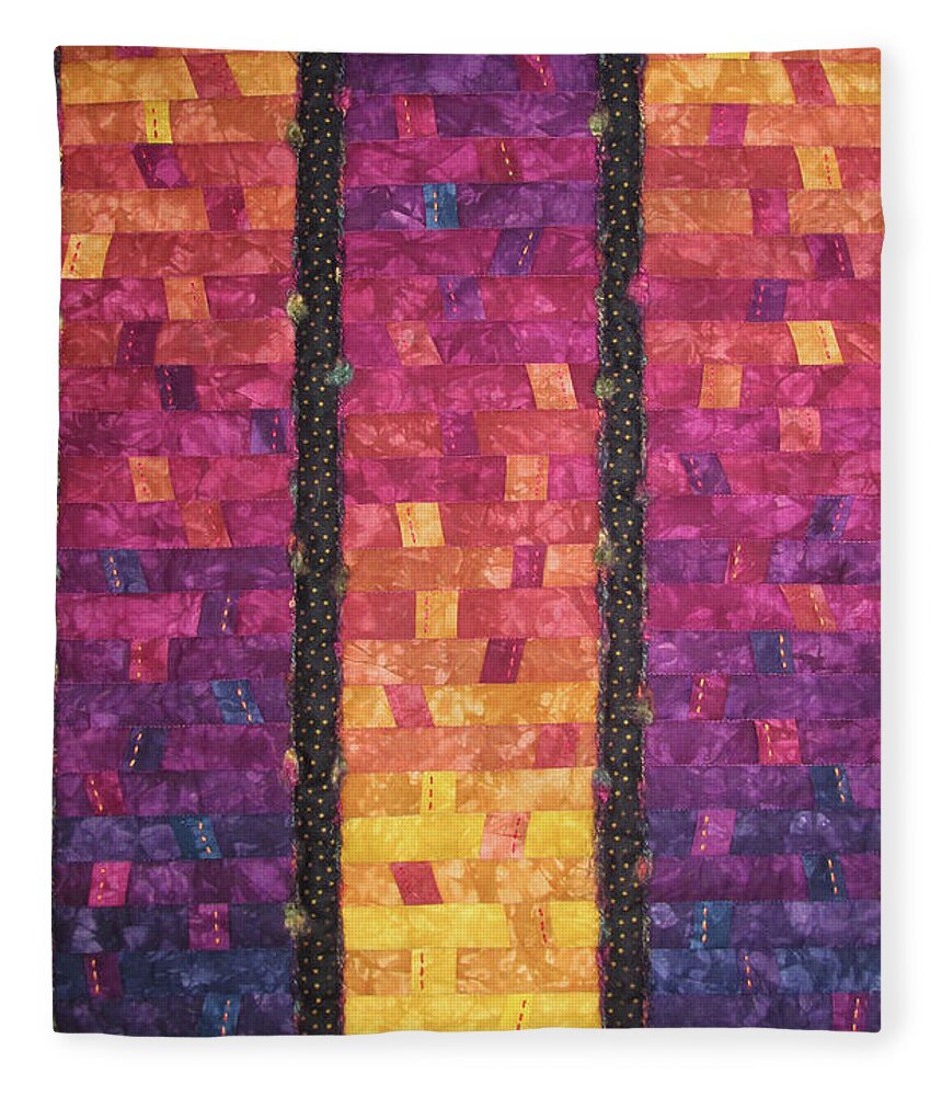 Art Quilt Fleece Blanket featuring the tapestry - textile Sunrise Celebration by Pam Geisel
