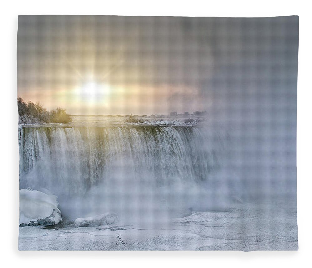 Winter Wonderland Fleece Blanket featuring the photograph Sunrise in Niagara Falls by Nick Mares