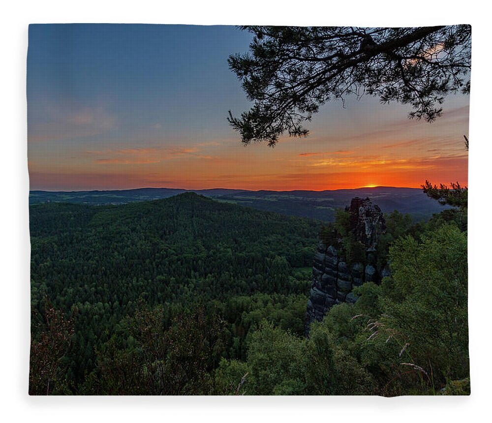Nature Fleece Blanket featuring the photograph Sunrise in Saxon Switzerland by Andreas Levi