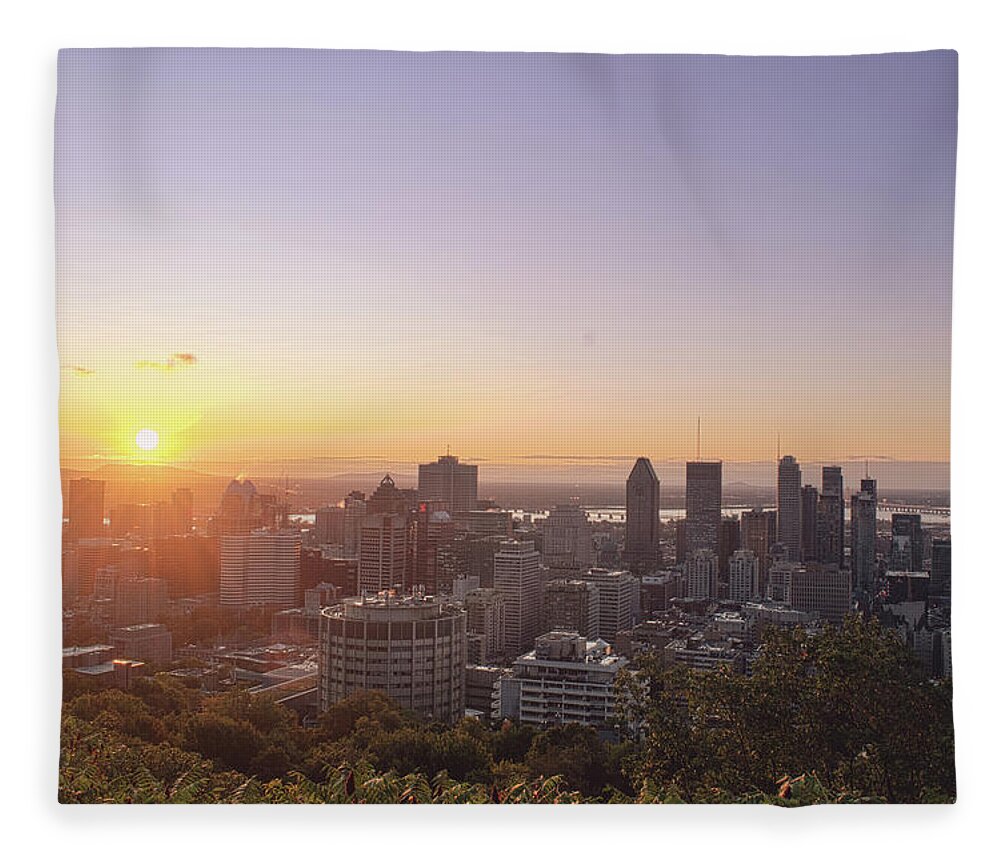 Montreal Fleece Blanket featuring the photograph Sunrise over Montreal by Nicole Lloyd