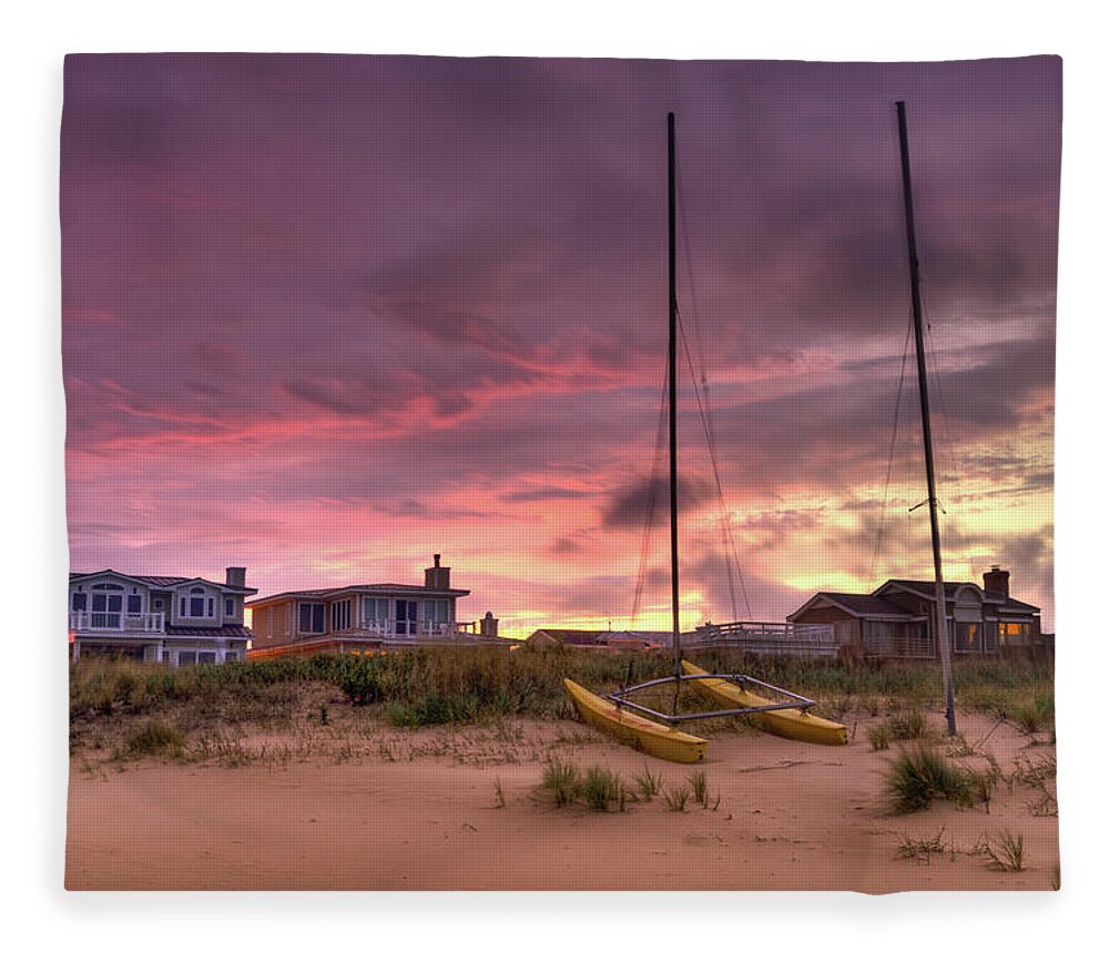Sun Fleece Blanket featuring the digital art Sunset After Hurricane by Catherine Johnson