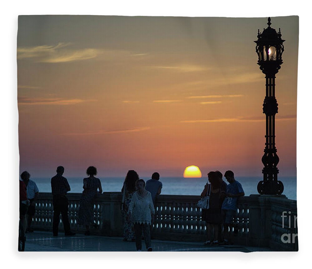Romantic Fleece Blanket featuring the photograph Sunset at Alameda Promenade Cadiz Spain by Pablo Avanzini