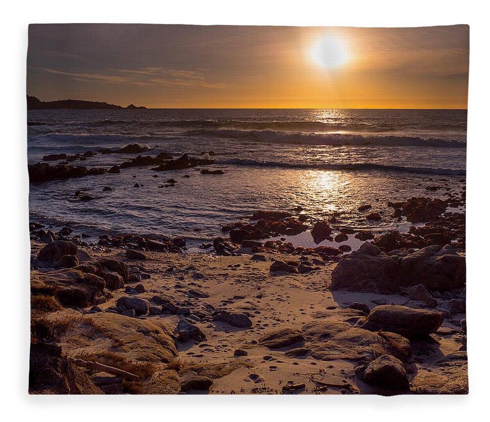 Sunset Fleece Blanket featuring the photograph Sunset at Carmel Point by Derek Dean
