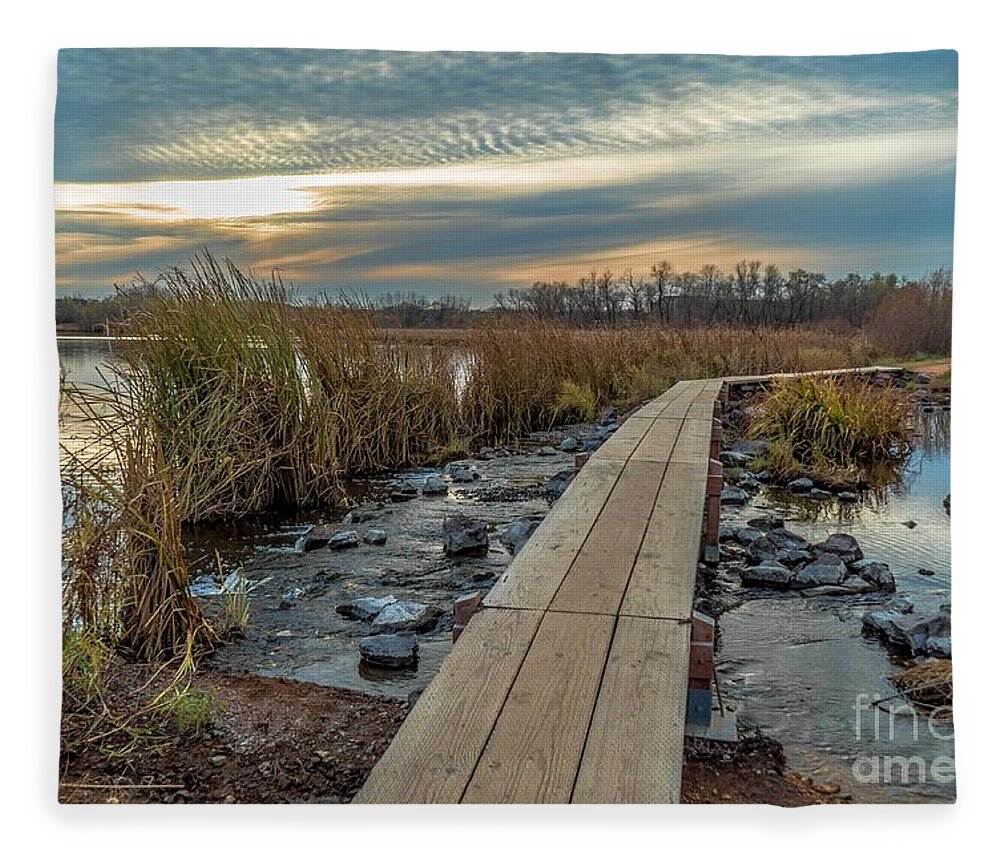 Architecture Fleece Blanket featuring the photograph Sunset at Purgatory Creek by Susan Rydberg