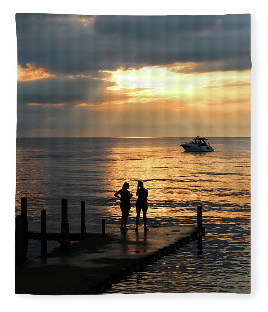 Sunset Conversation Fleece Blanket featuring the photograph Sunset Conversation by David T Wilkinson
