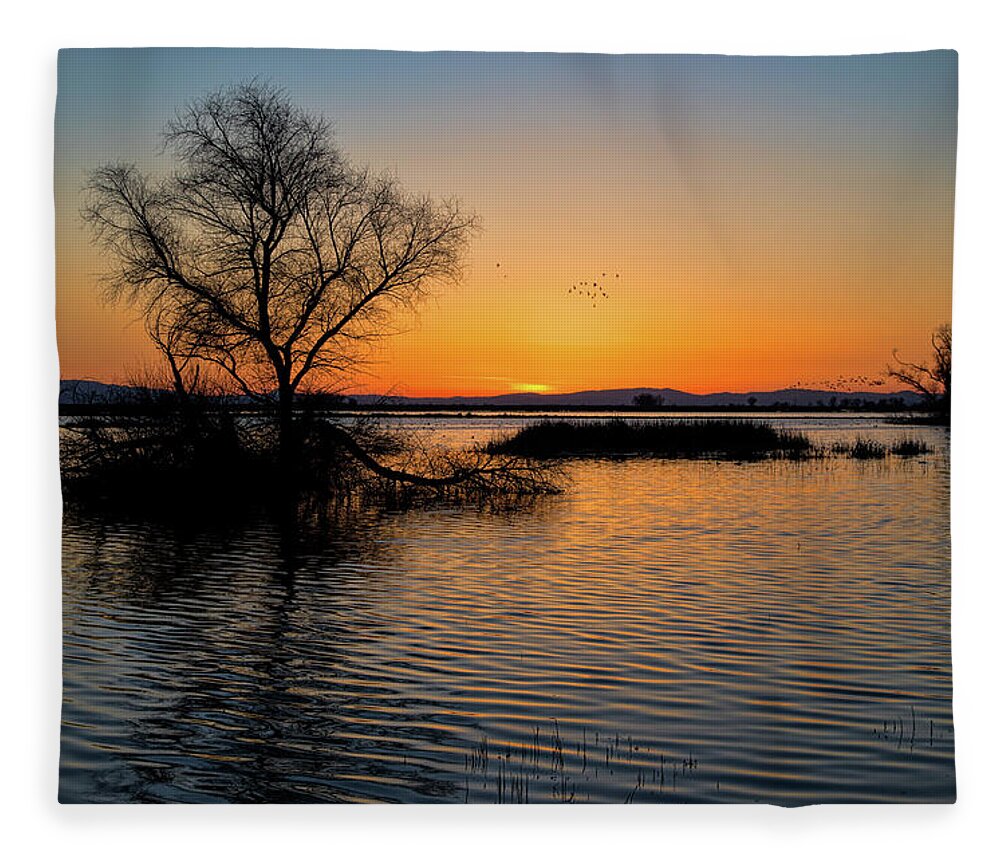 California Fleece Blanket featuring the photograph Sunset in the Refuge by Cheryl Strahl
