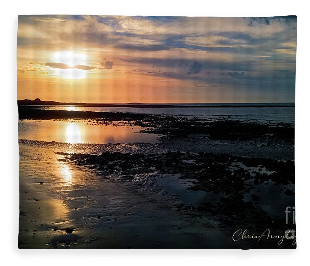 Sunset Fleece Blanket featuring the photograph Sunset on Morelands Beach by Chris Armytage