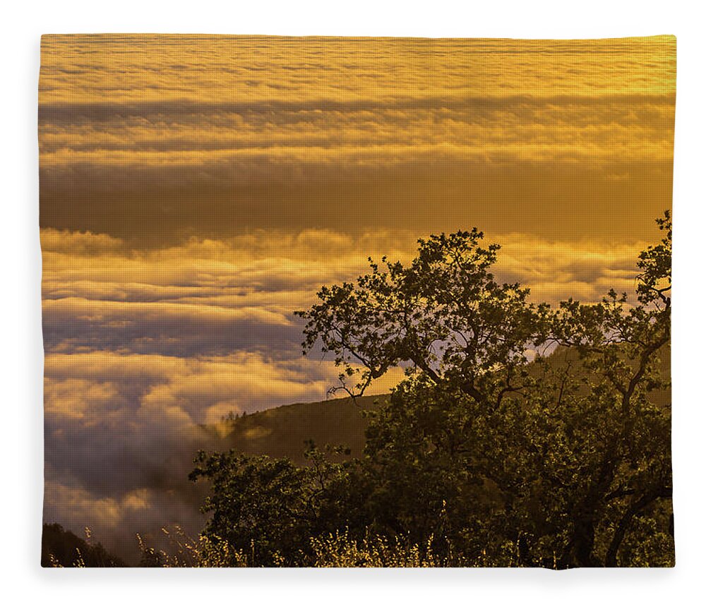 Clouds Fleece Blanket featuring the photograph Sunset over the clouds, Los Padres National Forest, California by Julieta Belmont