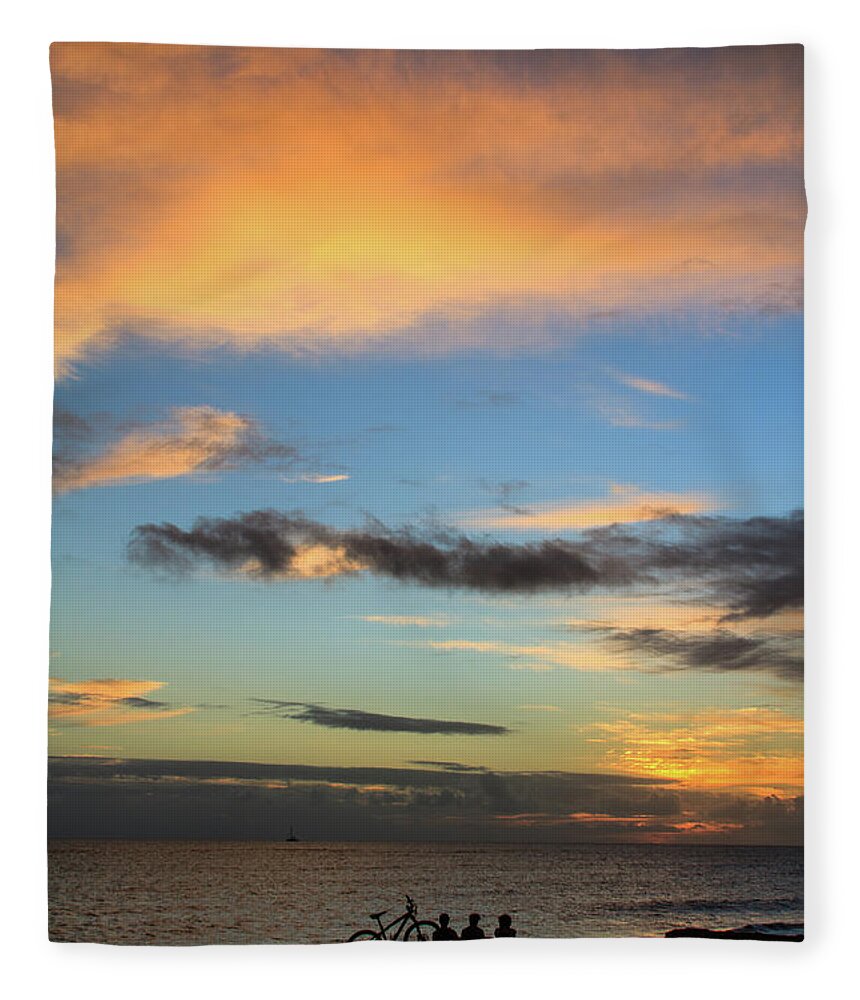 Hawaii Fleece Blanket featuring the photograph Sunset Rendezvous by Briand Sanderson