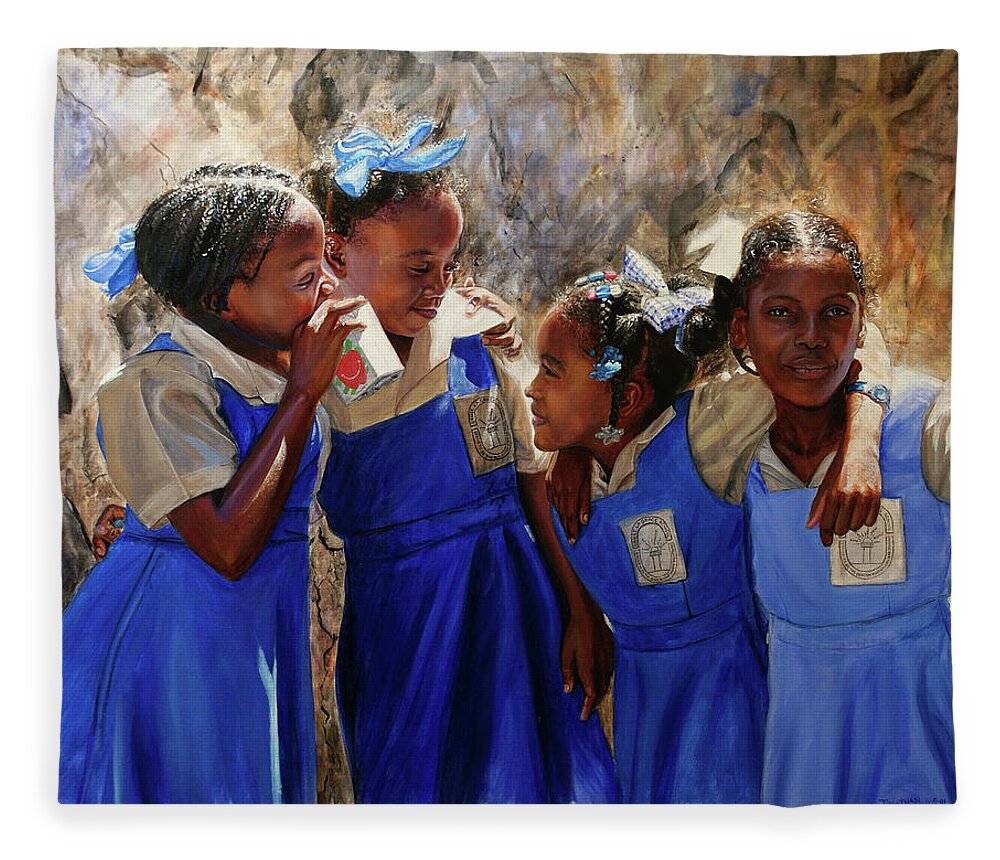 Caribbean Art Fleece Blanket featuring the painting Sunsplash #2 by Jonathan Gladding