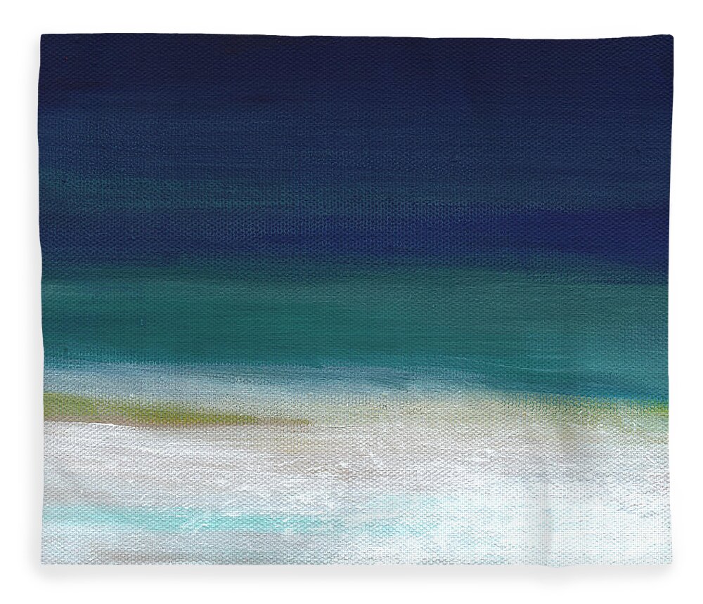 Abstract Fleece Blanket featuring the painting Surf and Sky- abstract beach painting by Linda Woods