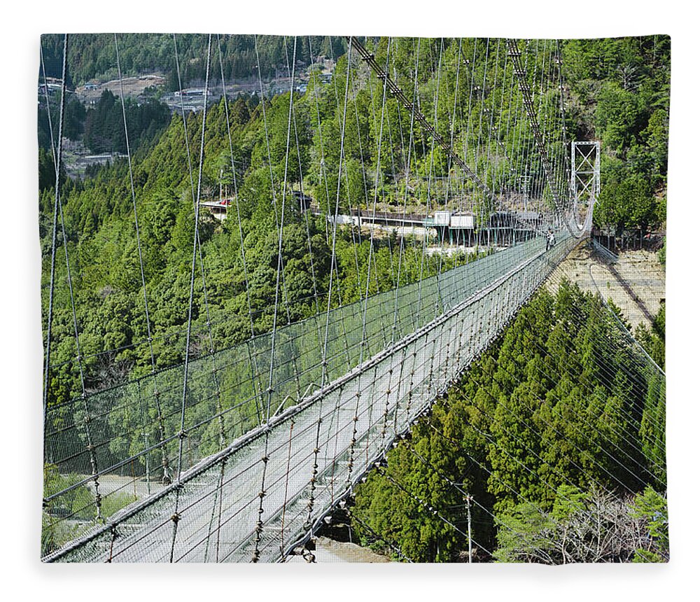 Suspension Bridge Fleece Blanket featuring the photograph Suspension Bridge Of Tanise by Ebiq