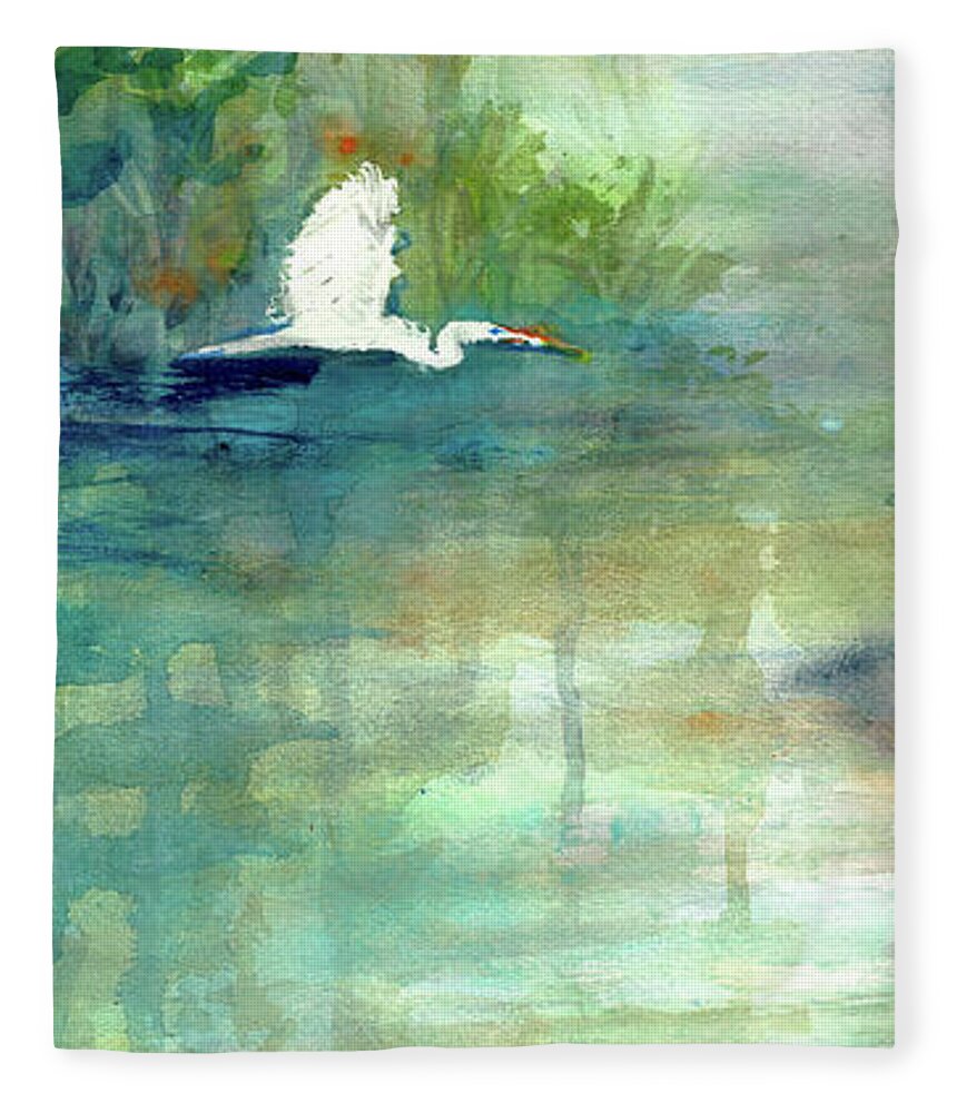 #creativemother Fleece Blanket featuring the painting Swamp Birds left by Francelle Theriot