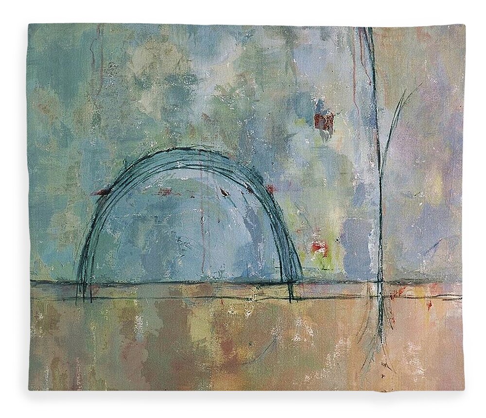 Sweat Lodge Fleece Blanket featuring the painting Sweat Lodge by Janet Zoya