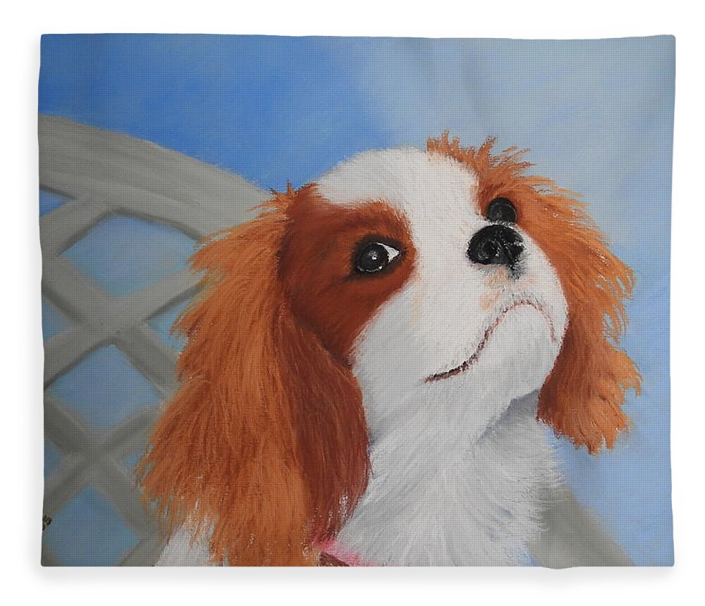 Dog Fleece Blanket featuring the pastel Sweet Lily by Carol Corliss