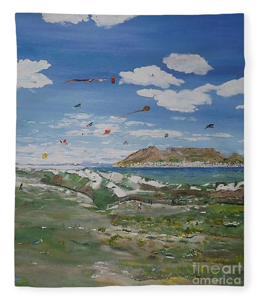 Acrylic Fleece Blanket featuring the painting Table Mountain by Denise Morgan
