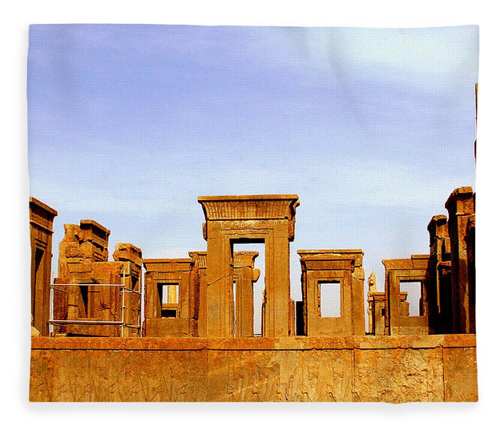 Tranquility Fleece Blanket featuring the photograph Tachara, The Palace Of Darius by Sam W Stearman