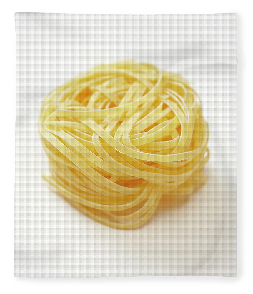 White Background Fleece Blanket featuring the photograph Tagliatelle Pasta by Lew Robertson, Brand X Pictures