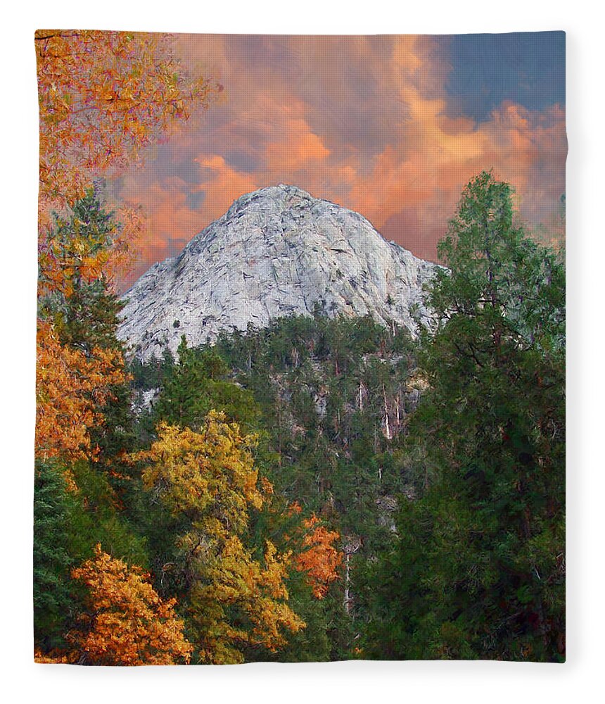 Tahquitz Peak Fleece Blanket featuring the digital art Tahquitz Peak - Lily Rock Painted Version by Glenn McCarthy Art and Photography