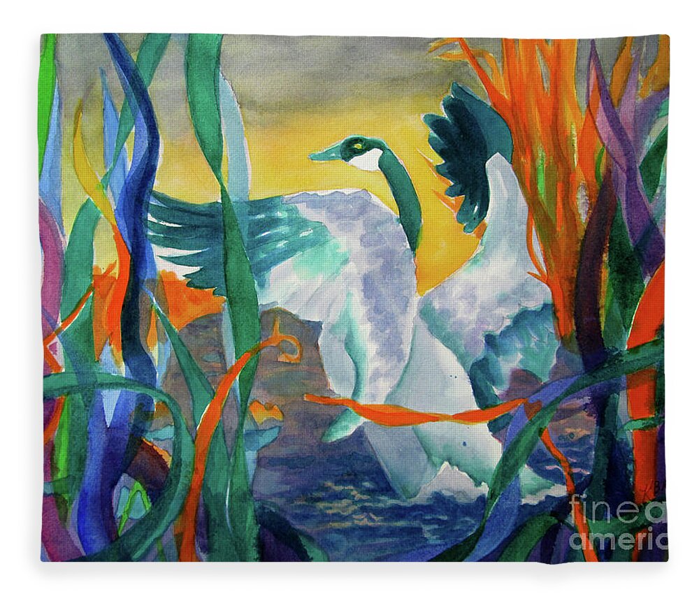 Painting Fleece Blanket featuring the painting Take Off by Kathy Braud