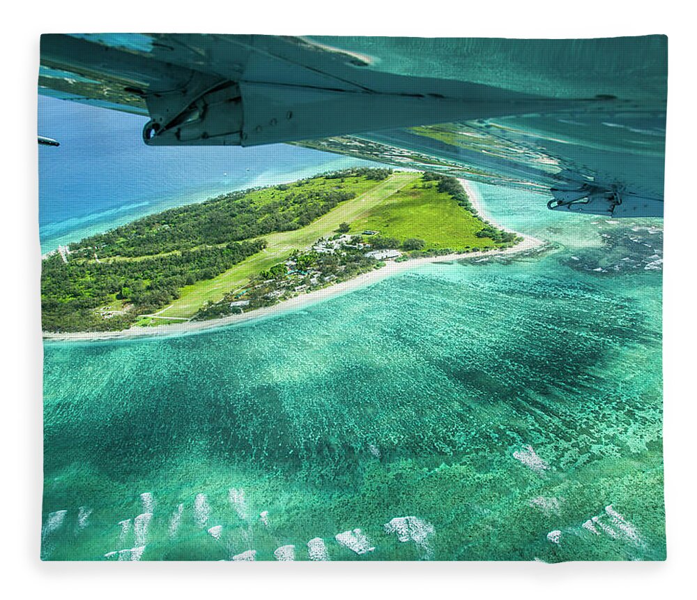 Grass Fleece Blanket featuring the photograph Taking Off From Great Barrier Reef by Nick