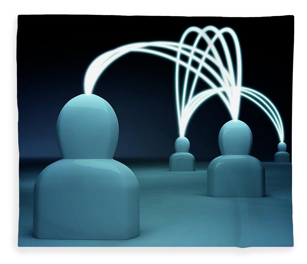 Internet Fleece Blanket featuring the digital art Talking Heads - Blue3 by Mmdi